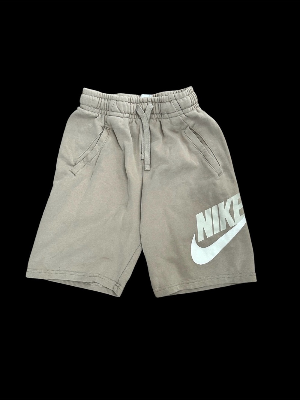 Nike Taupe Kids Logo Fleece Shorts with White Swoosh